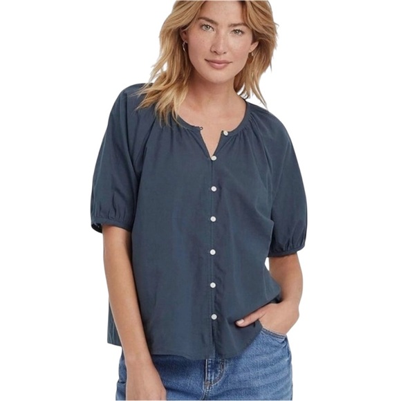 CP Shades Tops - Universal Thread Women's Puff Button-Front Blouse Blue